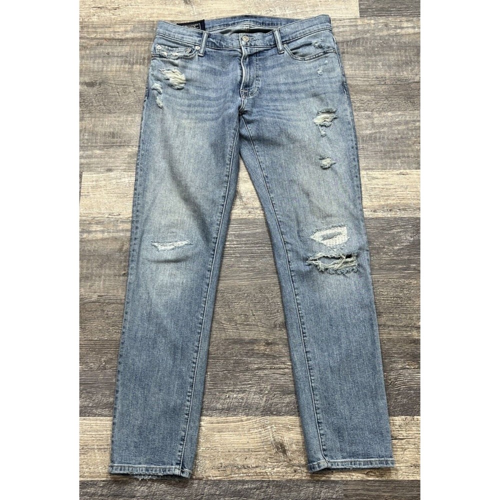 Abercrombie & Fitch Langdon Slim Stretch Distressed Blue Denim Size 30W x 30L
